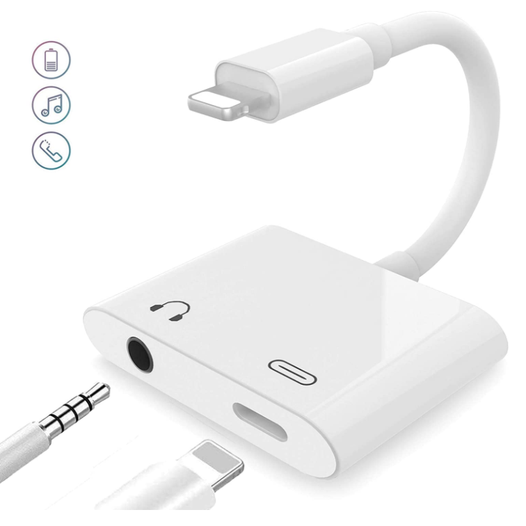 2 in 1 Call Headphone Adapter for iPhone,Lightning Charger and AUX Audio 3.5 mm Jack,Compatible iPhone 12 Pro Max11XXS87 Plus All iOS