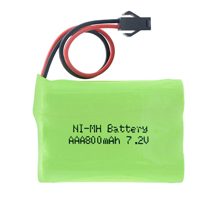 Bateria Ni-MH personalizada de 7,2 V 800 mAh 6 * AAA, Pacote recarregável com pacotes de bateria do conector Sm-2p