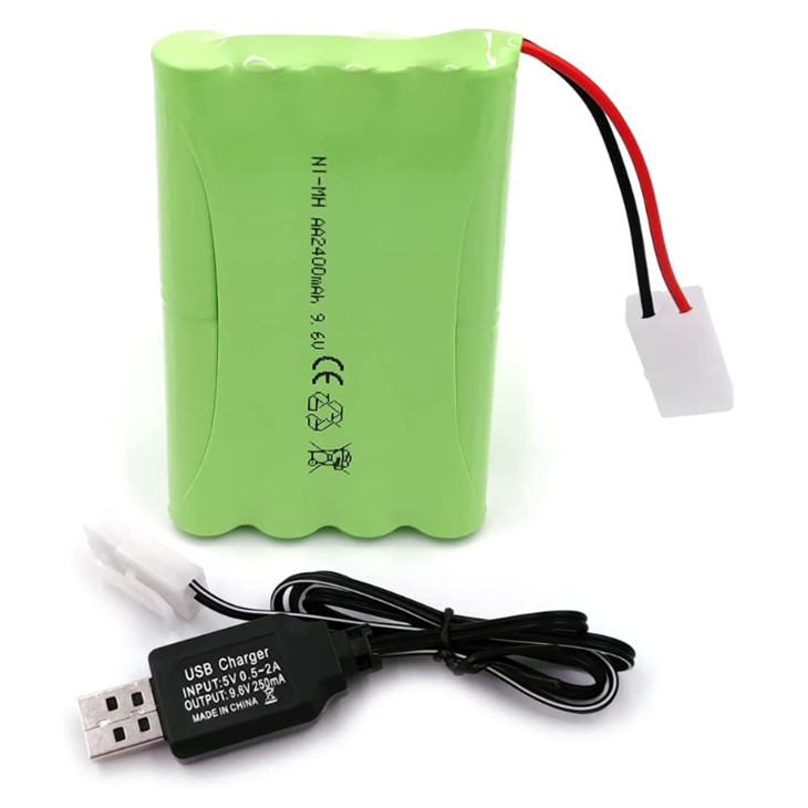 Customzied 9.6V 2400mAh NiMH RC battery pack with charge cable for RC Car, RC Battle Tank, RC Boat etc
