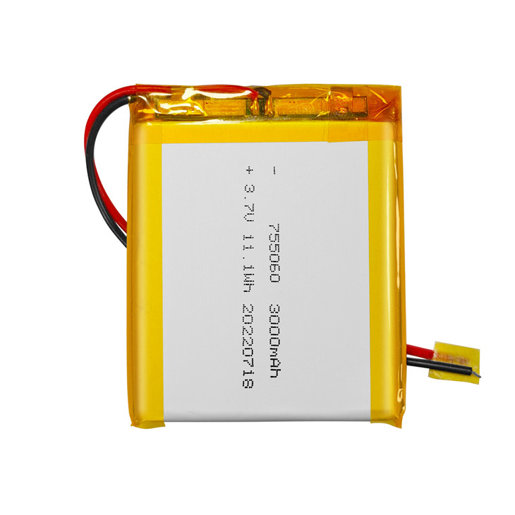 Customized New Li-Polymer 755060 3.7V 3000mAh battery for cooling fans